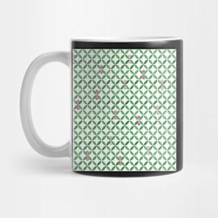 Summer cherries, abstract pattern in green, white and pink Mug